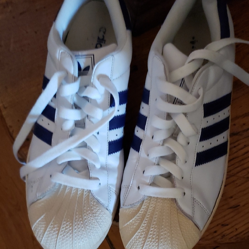 Adidas Classic White with Navy Stripes Sneakers
